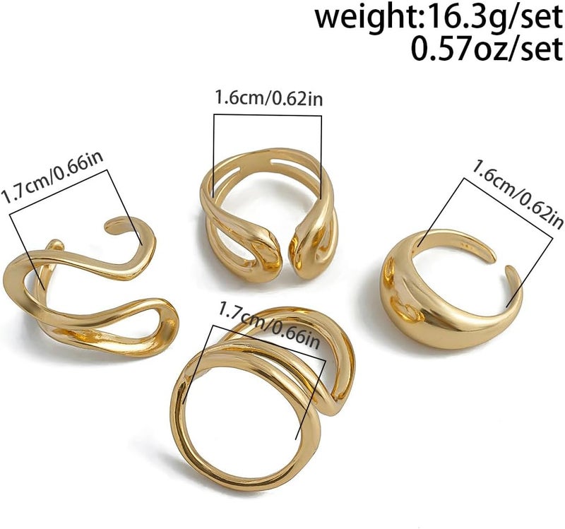 ANGLEQUEEN Chunky Silver Rings for Women Open Stacking Knuckle Ring Silver Adjustable Round Dome Rings Set Minimalist Irregular Statement Ring Women 2025 Fashion Jewelry - Image 3